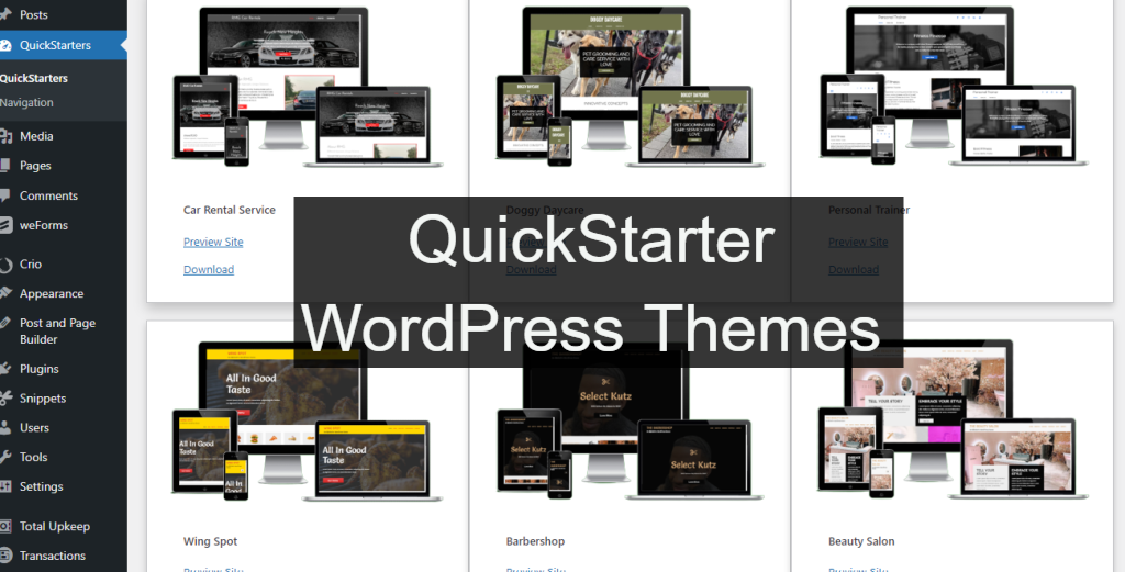 quickstarter wordpress maintenance service themes from sitesbyyogi