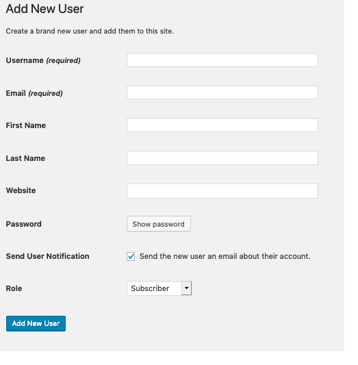 add user in wordpress